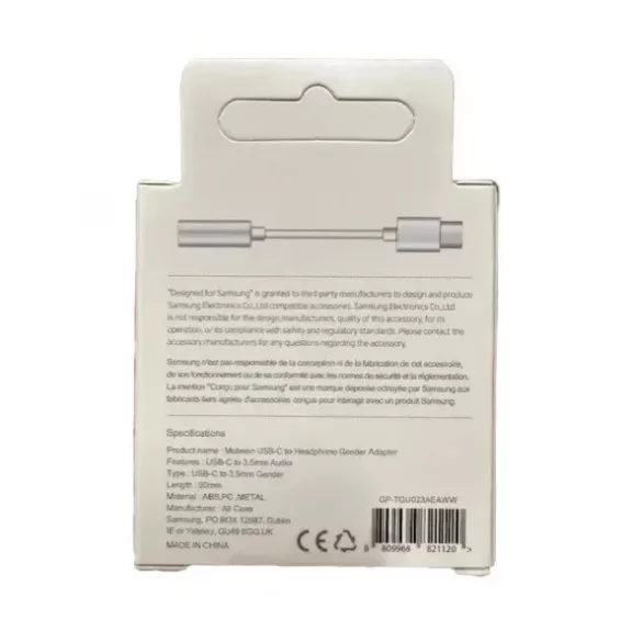 SAMSUNG GP-TGU023AE TYPE-C - JACK 3.5MM adapter fehér