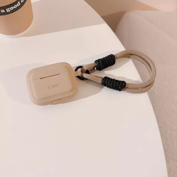 Tech-Protect Szilikon Rope Airpods Pro 1/2 tok - coffe latte