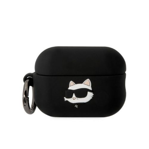 Karl Lagerfeld Choupette Head 3D szilikon - AirPods Pro 2 tok - Fekete