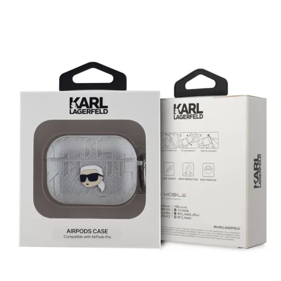 Karl Lagerfeld Embossed Karl Head - AirPods Pro tok - Ezüst