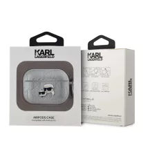   Karl Lagerfeld Embossed Karl and Choupette Heads - AirPods Pro tok - Ezüst