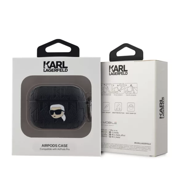 Karl Lagerfeld Embossed Karl Head - AirPods Pro tok - Fekete