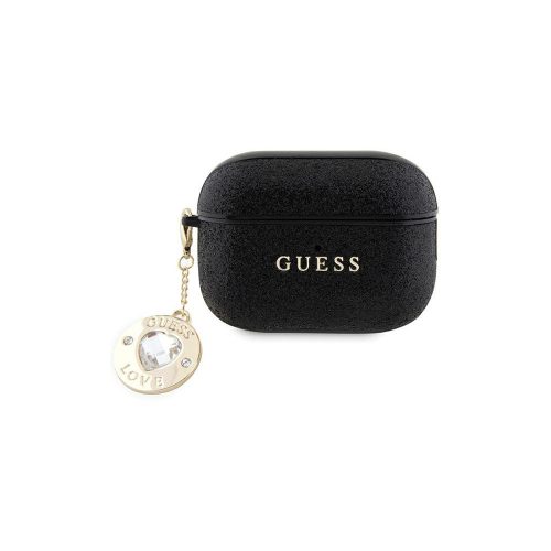 Guess Glitter Diamond Heart Charm - AirPods Pro 2 tok - Fekete