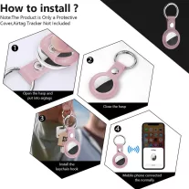  Techsuit - Secure Leather Holder (SLH1) - Apple AirTag tok - fém karikával - rózsaszín