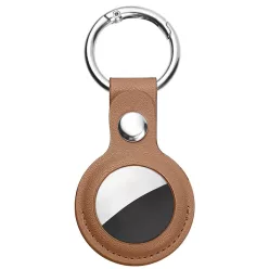   Techsuit - Secure Leather Holder (SLH1) - Apple AirTag tok - fém karikával - barna