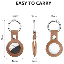   Techsuit - Secure Leather Holder (SLH1) - Apple AirTag tok - fém karikával - barna