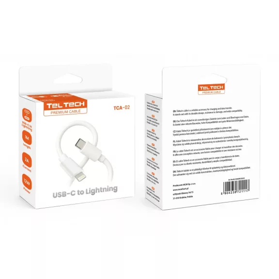 Teltech adatkábel Typ-C - Lightning 2A 20W 1m Bfehér TCA-02