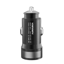 Denmen autóstöltő adapter 2.4A 18W 2xUSB fekete