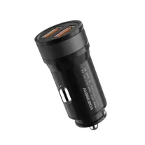 Denmen autóstöltő adapter 2.4A 18W 2xUSB fekete