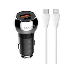   LDNIO C1 USB, USB-C Autós töltő + USB-C - Lightning kábel