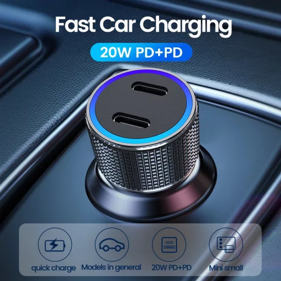 JELLICO autóstöltő adapter F8 PD 40W 2xUSB-C fekete