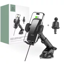   Tech-Protect Cm15w-V1 műszerfal és szellőzőrácsos autóstartó vezeték nélküli töltővel 15w fekete