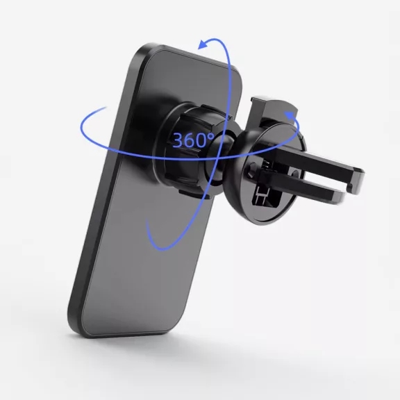 Ecobox - szellőzőrácsos autóstartó - MagSafe 15W vezeték nélküli töltéssel - Fekete
