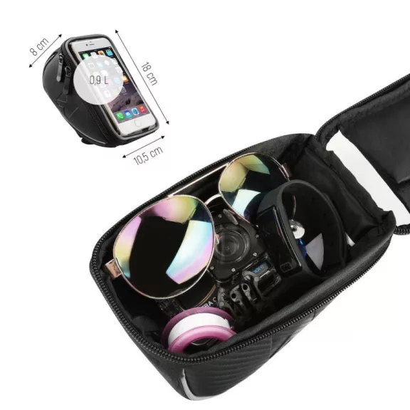 Wozinsky WBB4BK kerékpáros kormánytáska telefontartóval – 0.9L