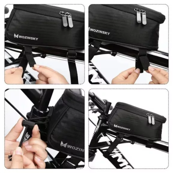 Wozinsky WBB2BK kerékpáros váztáska telefontartóval – 1.5L