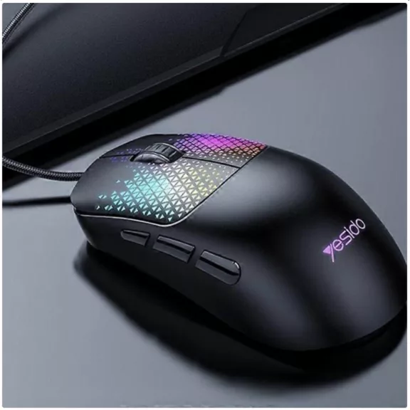 Yesido Wired Gaming Egér KB32, RGB, 7200DPI - Fekete