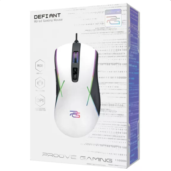 Proove Defiant Wired Gaming Mouse - RGB, 7200DPI - Fehér