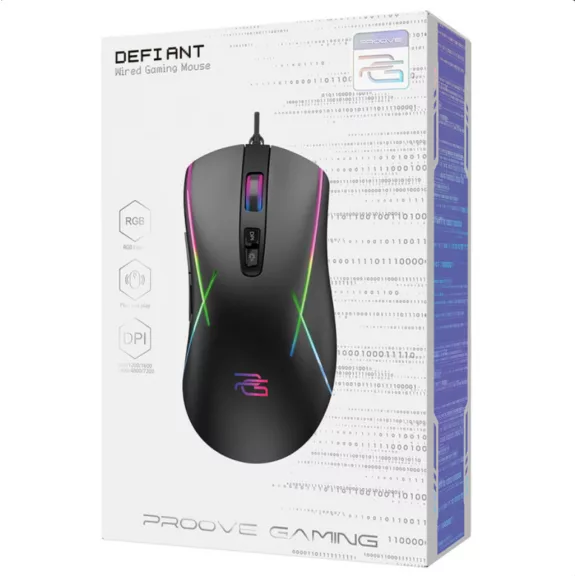 Proove Defiant Wired Gaming Mouse - RGB, 7200DPI - Fekete