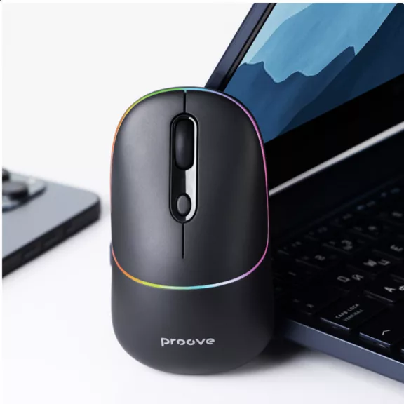 Proove Blink Wireless Gaming Egér - RGB, 800DPI - 1600DPI, BT / Wi-Fi, - Fekete