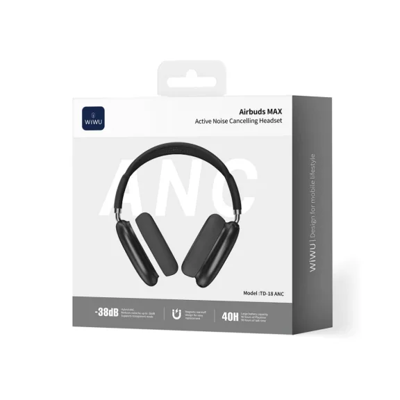 WIWU Airbuds MAX TD-18 ANC vezeték nélküli ANC fejhallgató – fekete