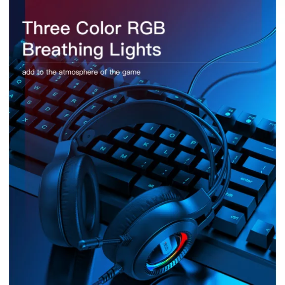 Yesido Gaming 3.5mm Fejhallgató EK02, RGB, 2.2m - Fekete