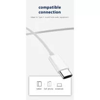   JELLICO Vezetékes Fülhallgató EP3A USB - C Csatlakozóval, Mikrofonnal 1.2M Fehér