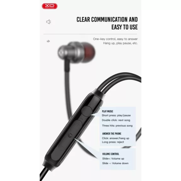 XO EP38 Vezetékes Fülhallgató JACK 3.5MM Mikrofonnal fekete