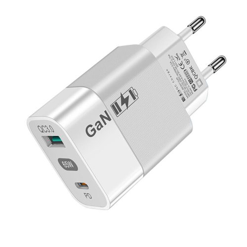 Techsuit CHPD131 hálózati adapter - GaN, USB, Type-C, Gyors töltő - 65W - Fehér