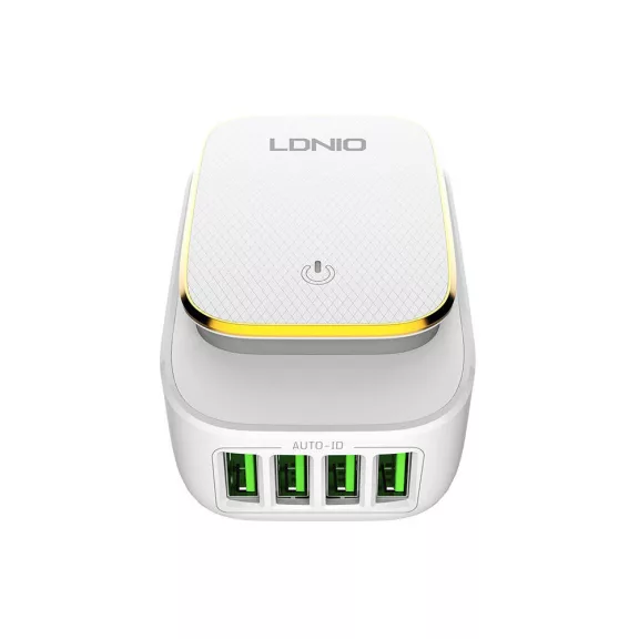 LDNIO A4405 4USB hálózati töltő + USB-C kábel led világítással