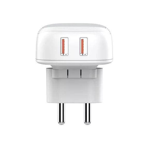 LDNIO A2512Q hálózati gyorstöltő 18W 2x USB-A + USB-A / USB-C kábel – fehér