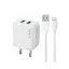 LDNIO A2201 hálózati töltő 2x USB-A + Lightning kábel – fehér