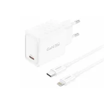   FONENG hálózati töltő EU55 GaN PD 20W 1xUSB-C + USB-C - Lightning adatkábel fehér