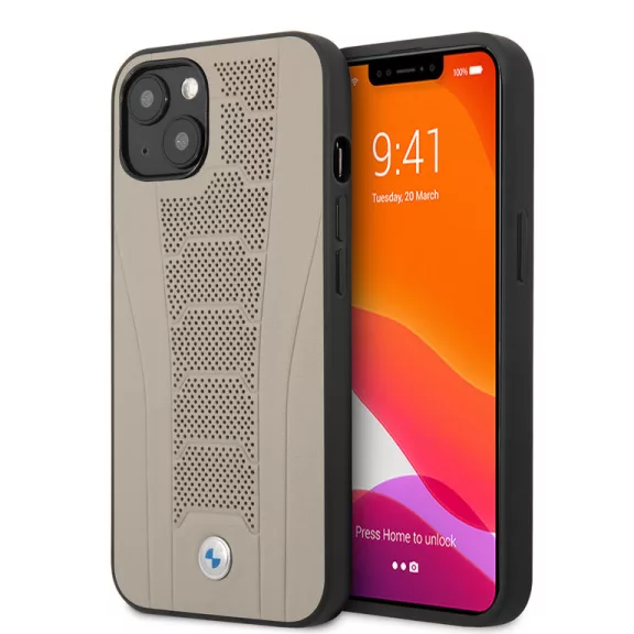 BMW - Perforated Deboss Lines - iPhone 13 tok - bézs