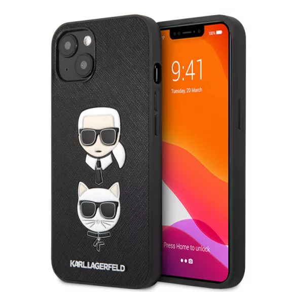 Karl Lagerfeld - Karl & Choupette Heads - iPhone 13 Mini tok - fekete