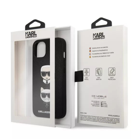 Karl Lagerfeld - Karl & Choupette Heads - iPhone 13 Mini tok - fekete