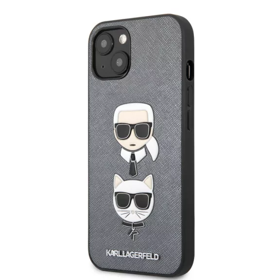 Karl Lagerfeld - Karl & Choupette Heads - iPhone 13 Mini tok - szürke