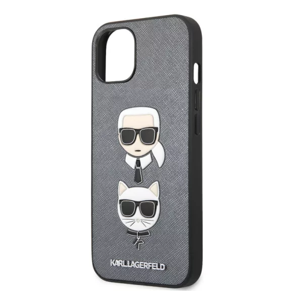 Karl Lagerfeld - Karl & Choupette Heads - iPhone 13 Mini tok - szürke