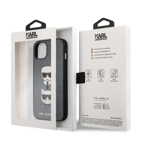 Karl Lagerfeld - Karl & Choupette Heads - iPhone 13 Mini tok - szürke