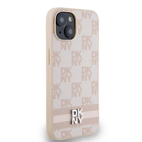 DKNY leather mono logo - iPhone 14 tok - rózsaszín
