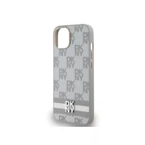   DKNY leather checkered pattern and stripe - iPhone 14 tok - bézs