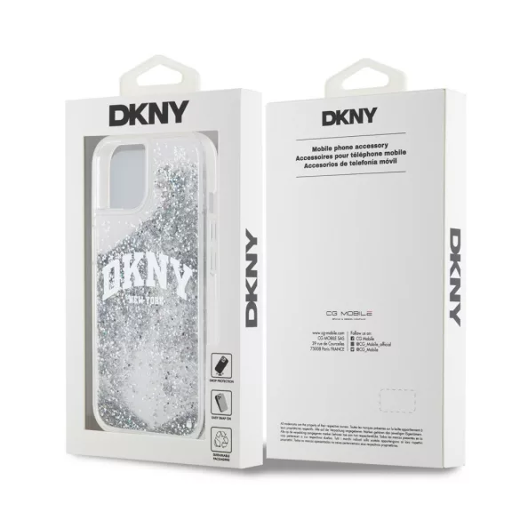 DKNY liquid glitter arch logo - iPhone 14 tok - átlátszó