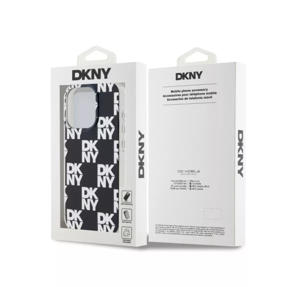 DKNY checkered pattern - iPhone 14 Pro tok - fekete