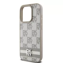   DKNY leather checkered pattern and stripe - iPhone 14 Pro tok - bézs 