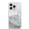 DKNY liquid glitter arch logo - iPhone 14 Pro tok - Átlátszó