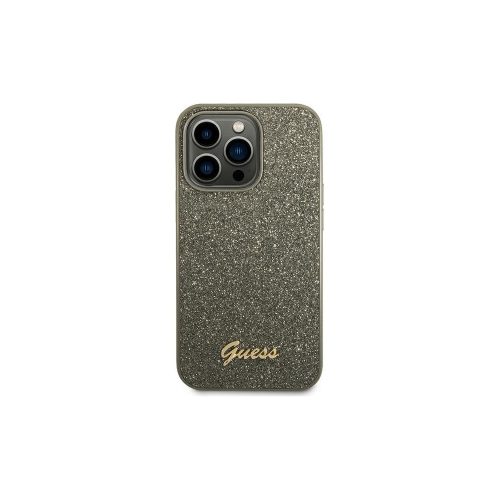 Guess Glitter Script - iPhone 14 Pro tok - Khaki 