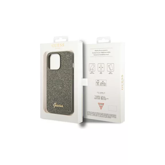 Guess glitter script - iPhone 14 Pro tok - khaki zöld