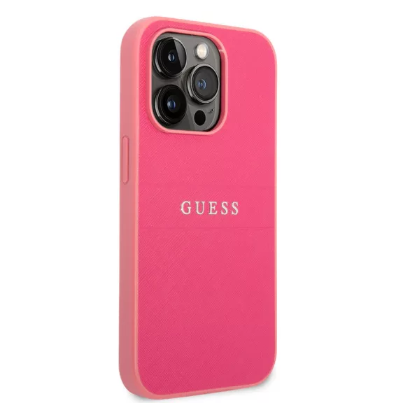 Guess saffiano - iPhone 14 Pro tok - fukszia