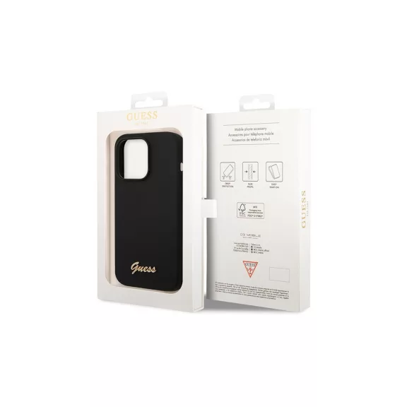 Guess metal logo - iPhone 14 Pro tok - fekete