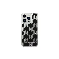   Karl Lagerfeld liquid glitter monogram - iPhone 14 Pro tok - fekete