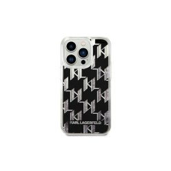   Karl Lagerfeld - Liquid Glitter Monogram - iPhone 14 Pro tok - Fekete